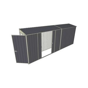 Build-a-Shed 0.8 x 5.2 x 2m Single Hinged Door Skillion Shed with Double Sliding Side Door - Grey