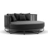 Cannes Large 2m Outdoor Round Aluminium And Rope Daybed Charcoal & Denim Grey Cushions