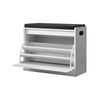 Oikiture Shoe Cabinet Bench Shoes Storage Rack Cupboard Shelf White 15 Pairs