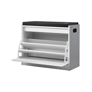 Oikiture Shoe Cabinet Bench Shoes Storage Rack Cupboard Shelf White 15 Pairs