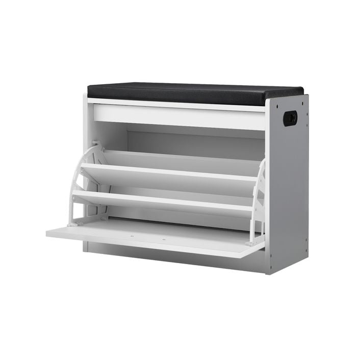 Oikiture Shoe Cabinet Bench Shoes Storage Rack Cupboard Shelf White 15 Pairs
