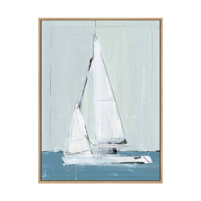 Artey | Set Blue Sail II - Framed Canvas - Natural Frame - 112 x 150cm