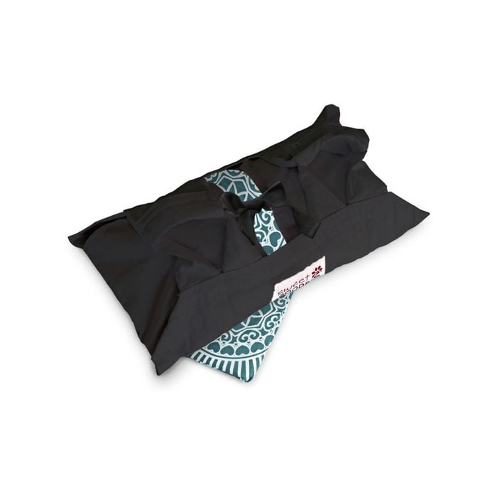 Sweet Goodbye COCOON - Soft Pet Casket - Burial & Cremation Ceremony Kit (Classic Cotton) | Black/Teal Green, XS
