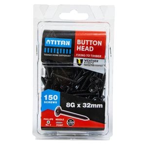 Titan 8G x 32mm Black Button Head Screws - 150 Pack