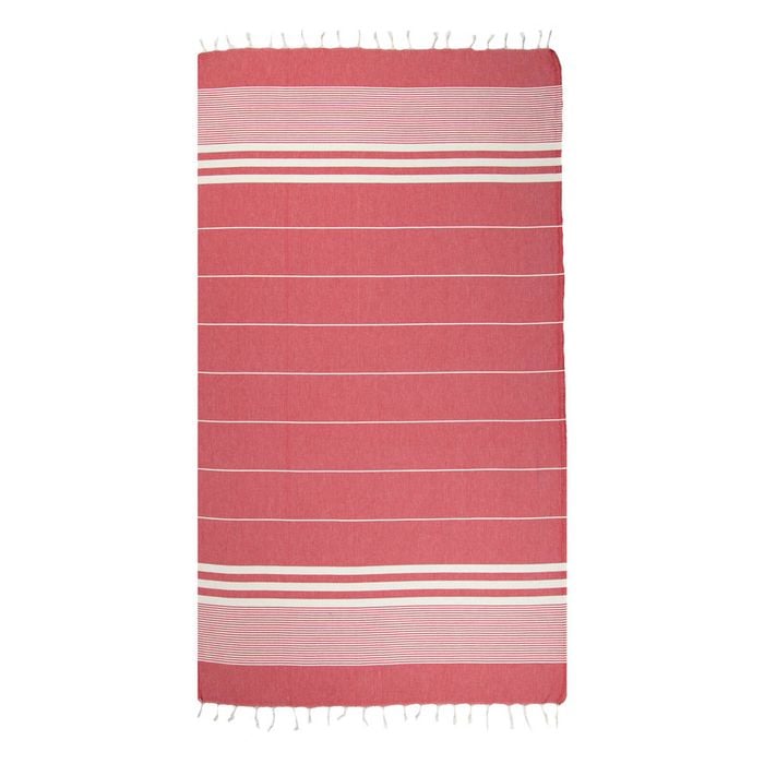 Red and White Thin Turkish Beach Towel - 100cm x 160cm