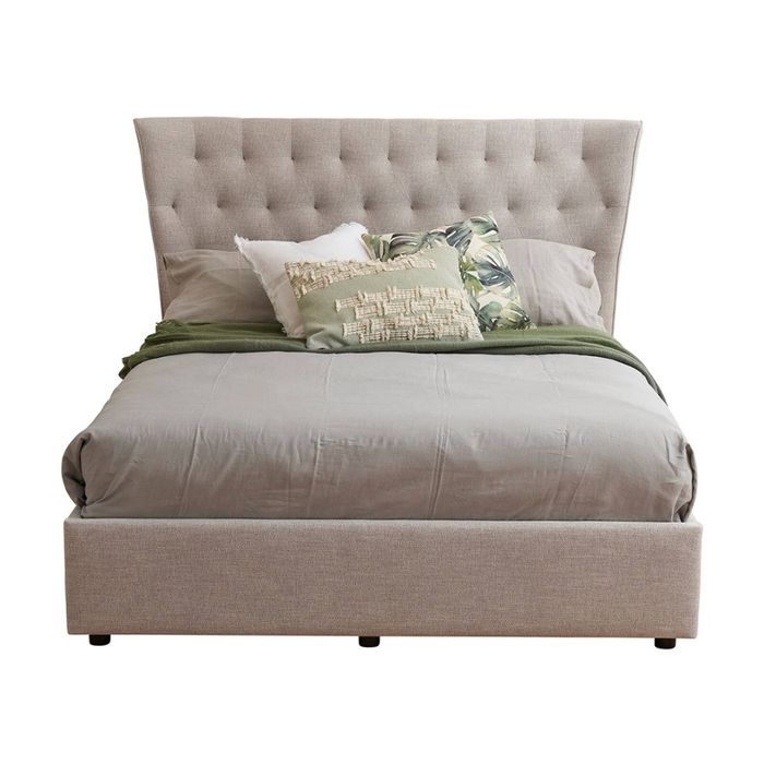1825 Interiors Elsie King Bed Frame Polyester With Storage Drawer Bedding Beige