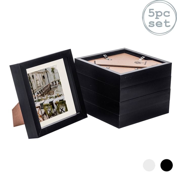 Nicola Spring 5 Piece 6 X 6 3d Shadow Box Photo Frame Set - Craft Display Picture Frame With 4 X 4 Mount - Black