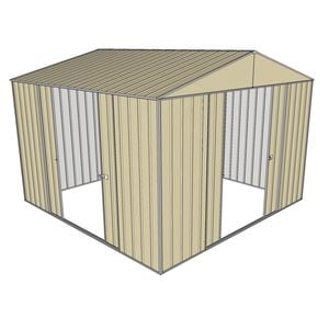 Build-a-Shed 3.0 x 3.0 x 2.3m Dual Double Sliding Door Shed - Cream