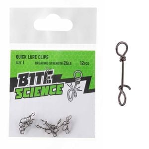 Bite Science Fast Attach Quick Clip Fishing Lure Snap 1  26lb (12pc)