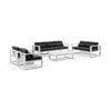 Santorini 3+2+1+1 Outdoor Aluminium Lounge Set White With Coffee Table & Denim Grey Cushions