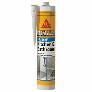 Sika 300ml White SikaSeal Kitchen And Bathroom Silicone Sealant 