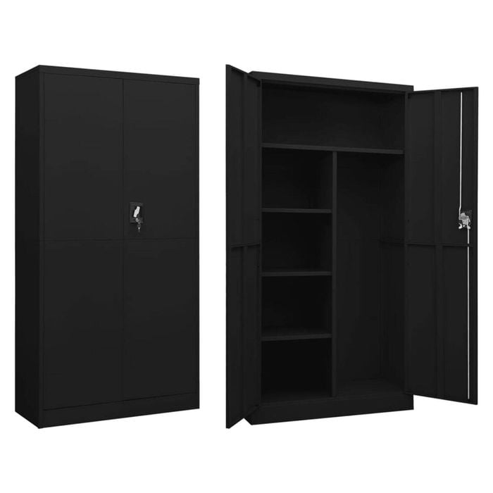 vidaXL Locker Cabinet Black 90x40x180 cm