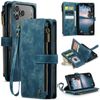 CaseMe C30 For Apple iPhone 18 Pro /17 Pro Vintage Leather Folio Zipper Wallet Case and 7 Card Slots (Sky Blue)