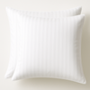 2x 100% Cotton European Pillowcase 400 Thread Count Hotel Quality - Striped White (65x65cm) - White | Euro | 100% Cotton