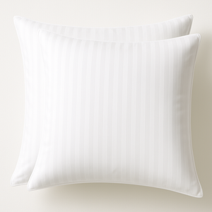 2x 100% Cotton European Pillowcase 400 Thread Count Hotel Quality - Striped White (65x65cm) - White | Euro | 100% Cotton