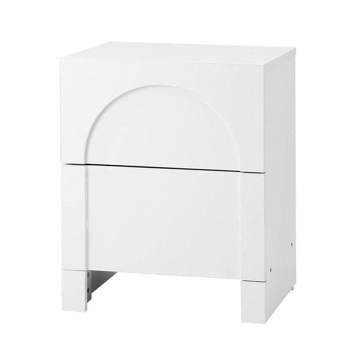 Oikiture Bedside Table 2 Drawers White