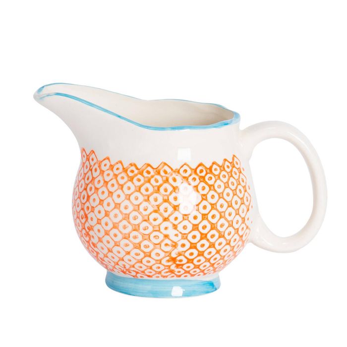 Nicola Spring Hand Printed Milk Jug - Stoneware Tea Coffee Cappuccino Pitcher - 300ml
