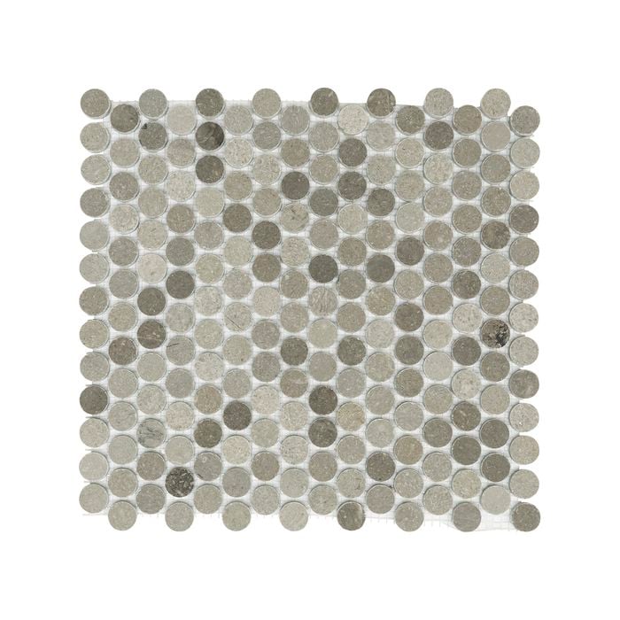 Decor8 305 x 283mm Penny Round Cinder Grey Honed Mosaic Tile