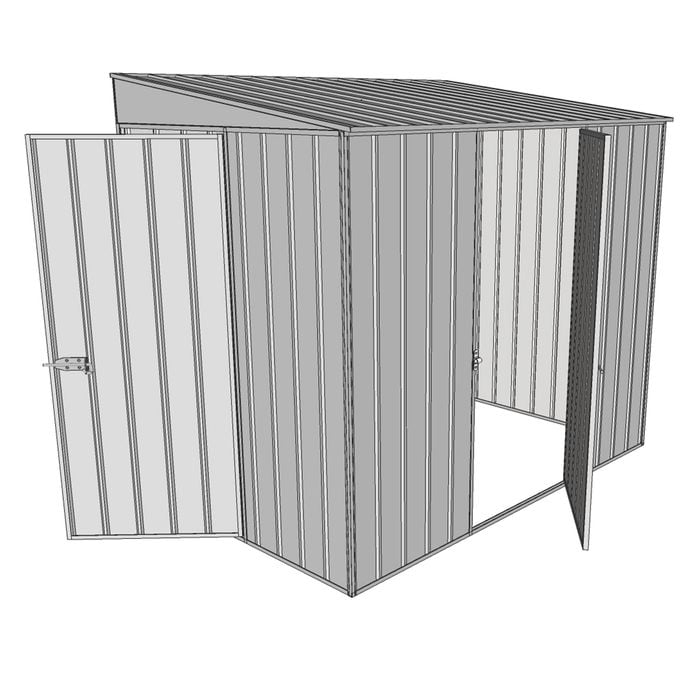 Build-a-Shed 1.5 x 2.3 x 2m Dual Single Hinged Door Narrow Skillion Shed - Zinc