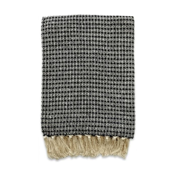 Cdsi Loom Waffle Throw Recycled Cotton Black And Natural 130x180cm