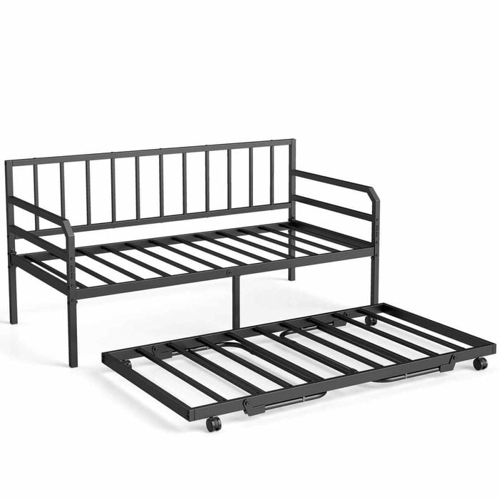Costway Sofa Bed Frame Single Size Daybed Space Savor W/pop Up Trundle