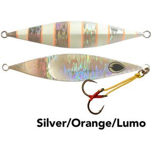 Black Magic Flipper Jig 80g Slow Pitch Jig Silver/Orange/Lumo