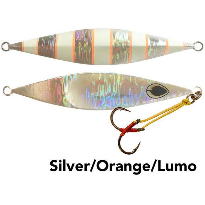 Black Magic Flipper Jig 80g Slow Pitch Jig Silver/Orange/Lumo
