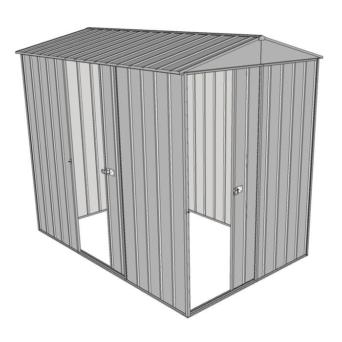 Build-a-Shed 1.5 x 2.3 x 2.3m Narrow Front Gable Dual Single Sliding Door Shed - Zinc