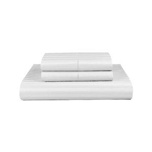 Dreamfields Super King White 1000TC Microfibre 1cm Stripe Soft Quilt Doona Duvet Cover Set