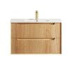 Attica Baia 900mm English Oak Fluted Vanity with Ceramic Top