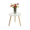 SOGA Home & Living Bundle – White Side Coffee Table & Clear Glass Vase for Modern Home Decor