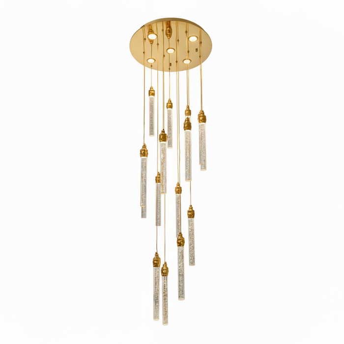 LENA 15 Stick Crystal Chandelier Tri-colour LED (Gold)