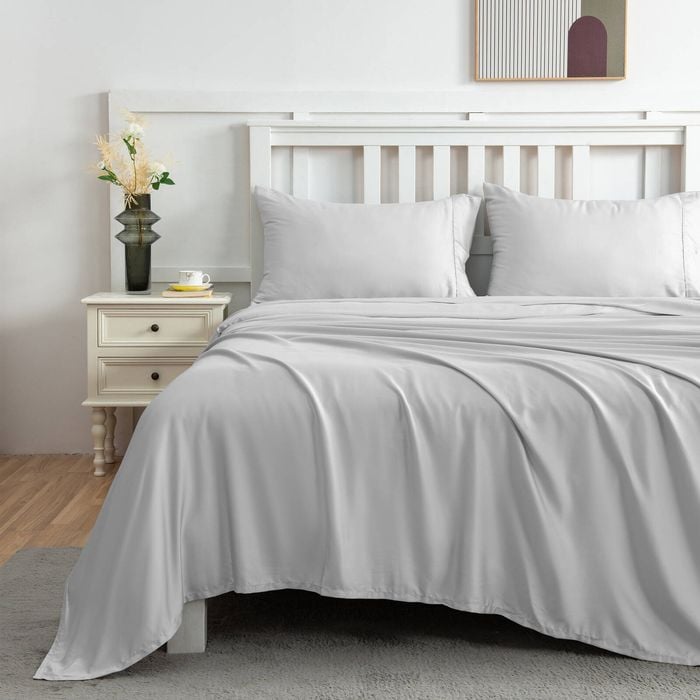LINENOVA 100% Organic Bamboo Sheet Set-Silver Single