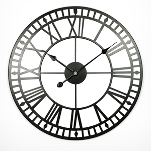 80cm Large Indoor Wall Clock Big Roman Numerals Giant Round Open Face Metal