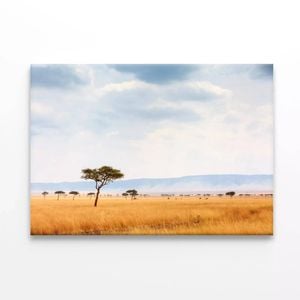 Kenya Open Field with Elephants  Print 100% Australian Made 90 x 60cm  (Stretched)