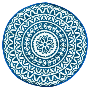 Fab Habitat 180cm Blue And White Pushpa Floral Recycled Plastic Reversible Outdoor Rug