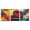 3pcs Vintage Bus Colorful Wonderful  Print 100% Australian Made 3 x 40x60cm (Metal Print)