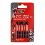 Full Boar 50mm x PH2 Impact Torsion Bit - 5 Pack