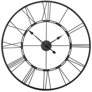 Jumbo Extra Large Roman Numeral Metal Frame Wall Clock in Black Matte 101x11x101cm - Analog Clock | N/A | N/A