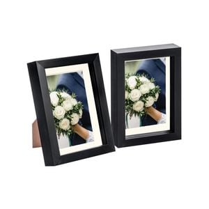 Nicola Spring 2 Piece 5 x 7" 3D Shadow Box Photo Frame Set - Craft Display Picture Frame with 4 x 6" Mount - Black