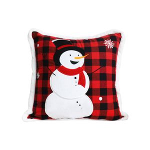 SOGA Red Christmas Snowman Square Throw Pillow 45cm