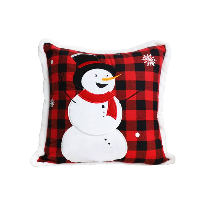 SOGA Red Christmas Snowman Square Throw Pillow 45cm