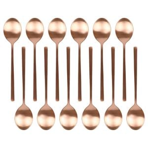 Argon Tableware Stainless Steel Dessert Spoons - 20cm - 12x Durable Rust Resistant Stainless Steel Dishwasher Safe Flatware Set