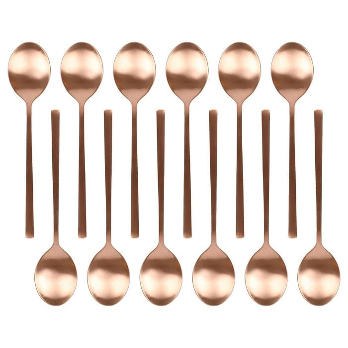 Argon Tableware Stainless Steel Dessert Spoons - 20cm - 12x Durable Rust Resistant Stainless Steel Dishwasher Safe Flatware Set