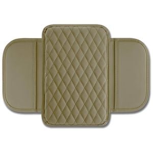 Catzon Leather Center Console Armrest Cover Microfiber Cushion Interior Accessory-beige