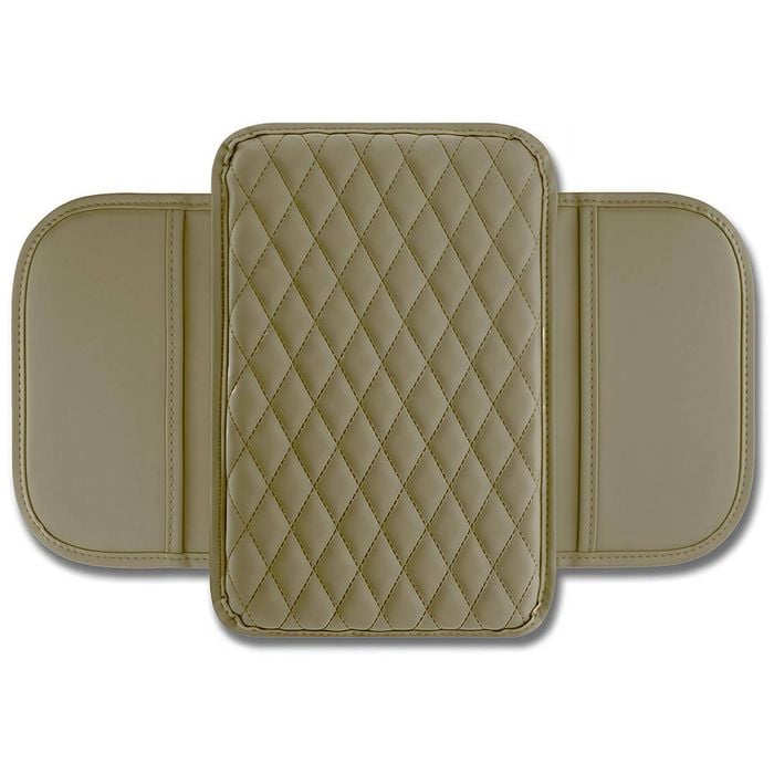Catzon Leather Center Console Armrest Cover Microfiber Cushion Interior Accessory-beige