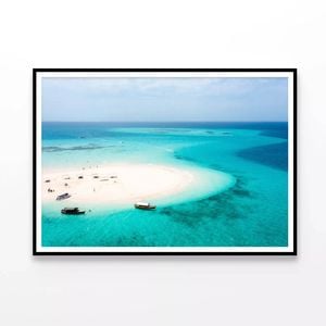 White Sand Island in Ocean  Print 100% Australian Made 120x90cm  (Poster)