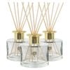 Glass Reed Diffusers - 200ml - Lemongrass - Pack of 3 Fruity Summer Fragrance with 6 Reeds Each Long Lasting