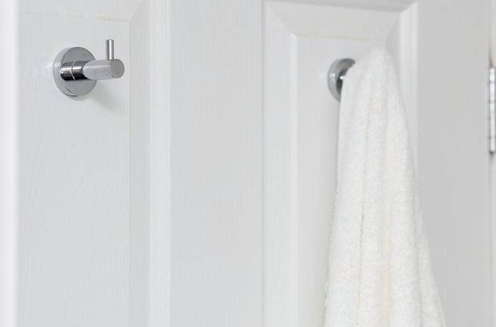 Door with hooks on the back.