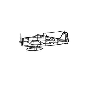 Ignite Laser Grumman F6F-3 Hellcat - Carrier-Based Fighter Aircraft Silhouette Metal Wall Art Rustic Metal 47 inch - 120 cm